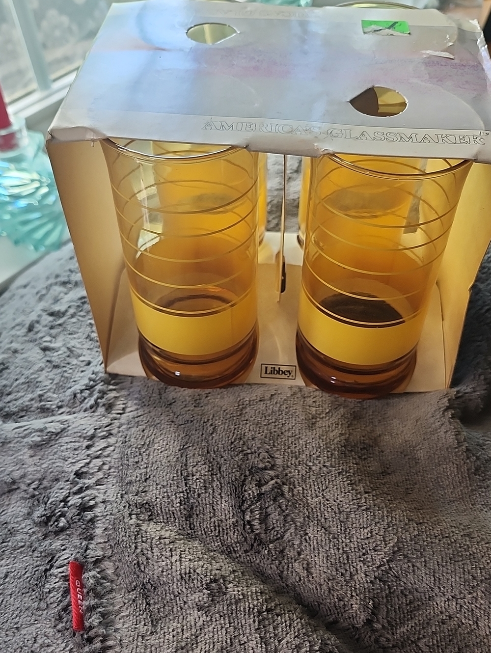 Libbey Amber and Yellow Retro Stripe Tumblers - Set of 4